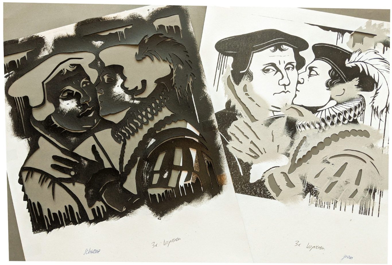 Schülerinnen und Schüler des Abiturjahrgangs 2025 haben eigene Stencils zur Reformation angefertigt